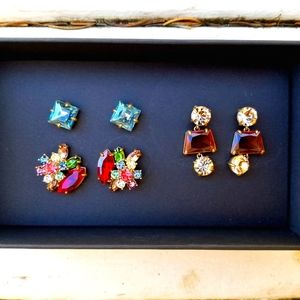 New! J CREW Colorful Crystal Cluster 3 Earring